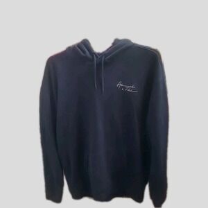 Abercrombie & Fitch Cursive Popover Hoodie W/Kangaroo Pocket Navy Blue size XL